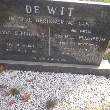 WIT Gerrit Stephanus, de 1897-1968 & Rachel Elizabeth VON MOLENDORFF 1897-1958