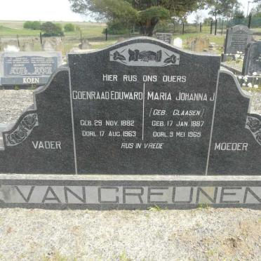 GREUNEN Coenraad Eduward, van 1882-1963 &amp; Maria Johanna J. CLAASEN 1887-1965