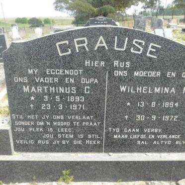CRAUSE Marthinus C. 1893-1971 &amp; Wilhelmina H. 1894-1972