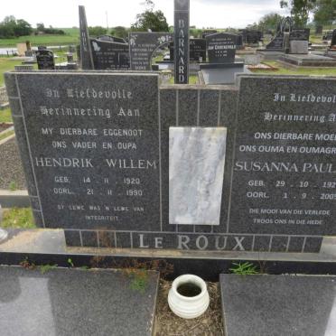 ROUX Hendrik Willem, le 1920-1990 &amp; Susanna Paulina 1921-2005