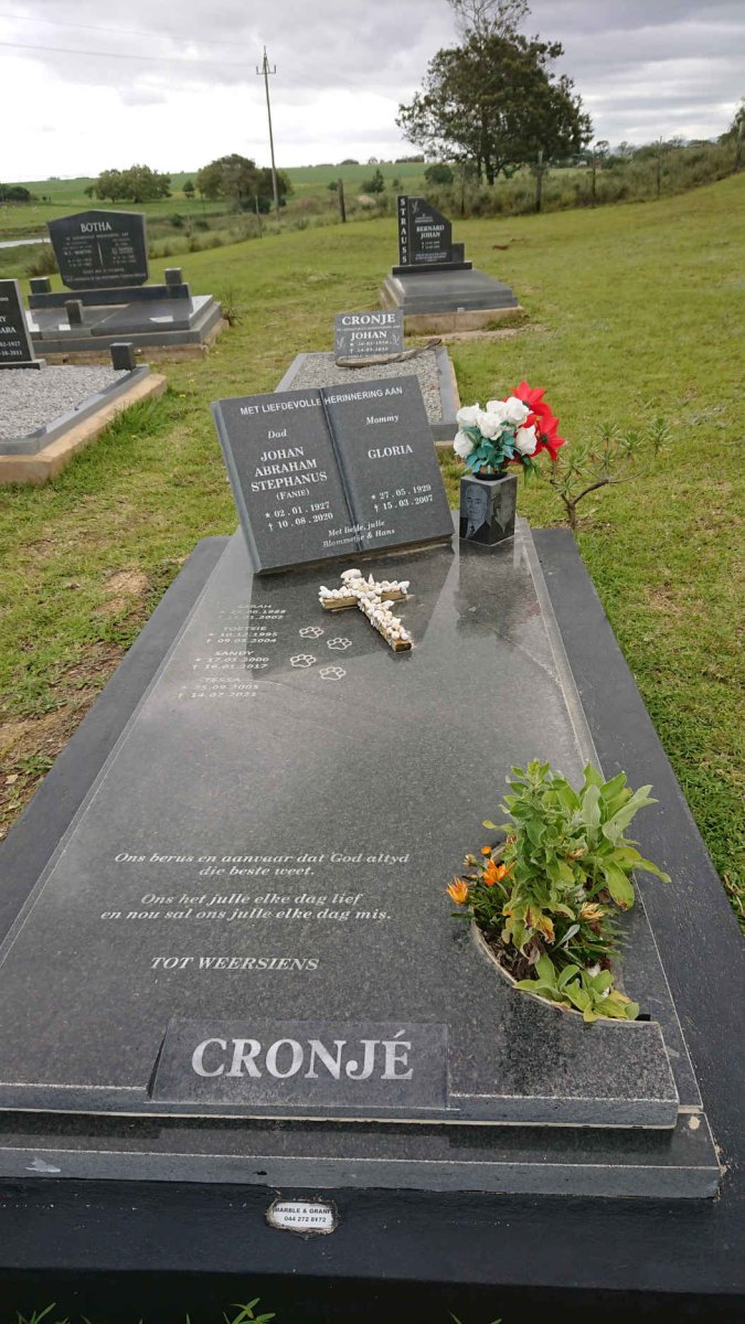 CRONJE Johan Abraham Stefanus 1927-2020 &amp; Gloria 1929-2007