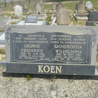 KOEN George Frederick 1881-1960 &amp; Emmerentia Wilhelmina 1886-1958