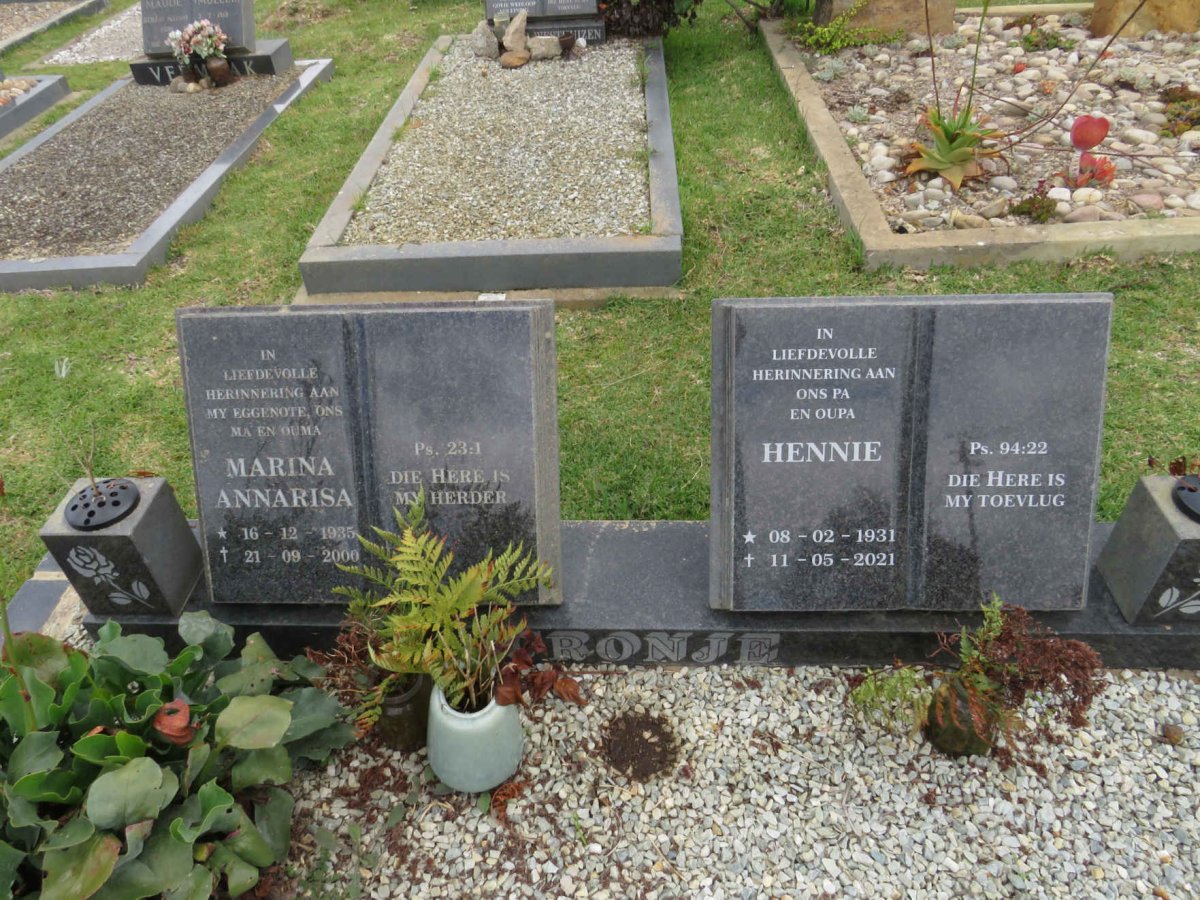 CRONJE Hennie 1931-2021 & Marina Annarisa 1935-2000