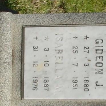 SWARDT Gideon J., de 1880-1951 &amp; Isabella M. 1887-1976