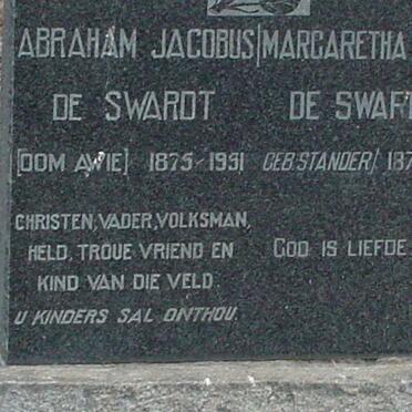 SWARDT Abraham Jacobus, de 1875-1951 &amp; Margaretha Maria STANDER 1878-1963