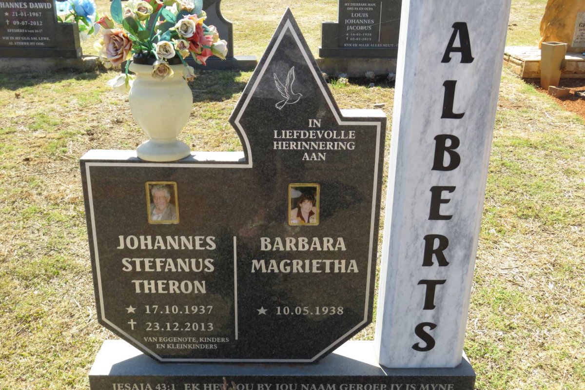 ALBERTS Johannes Stephanus Theron 1937-2013 &amp; Barbara Magrietha 1938-