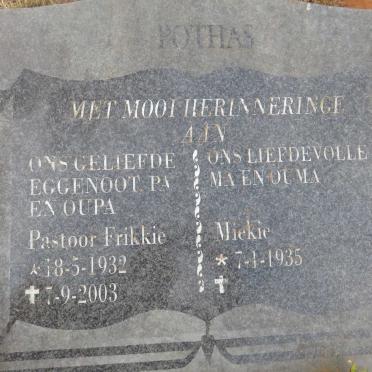 BOTHA Frikkie 1932-2003 &amp; Miekie 1935-