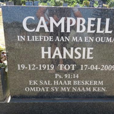 CAMPBELL Hansie 1919-2009
