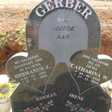 GERBER Hermanus J. 1916-1997 &amp; Catharina W. 1924-2014