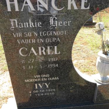 HANCKE Carel 1917-1994 &amp; Ivy 1926-2010