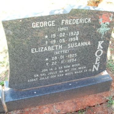 KOEN George Frederick 1923-1994 &amp; Elizabeth Susanna 1925-1994