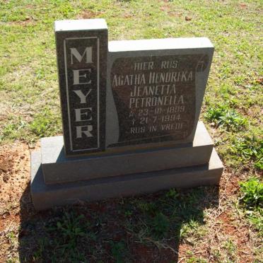 MEYER Agatha Hendrika Jeanetta Petronella 1899-1994