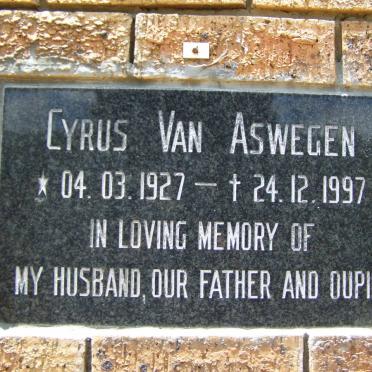 ASWEGEN Cyrus, van 1927-1997