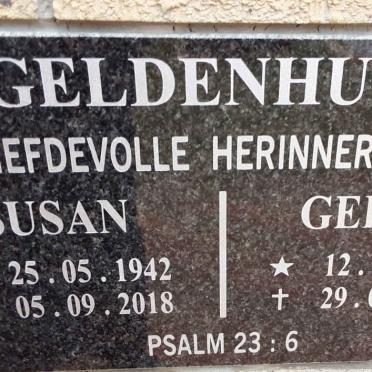 GELDENHUYS Gellie 1933-2020 &amp; Susan 1942-2018