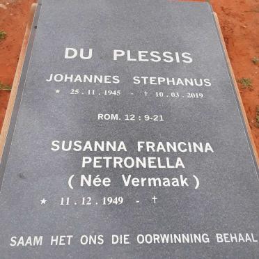 PLESSIS Johannes Stephanus, du 1945-2019 &amp; Susanna Francina Petronella VERMAAK 1949-