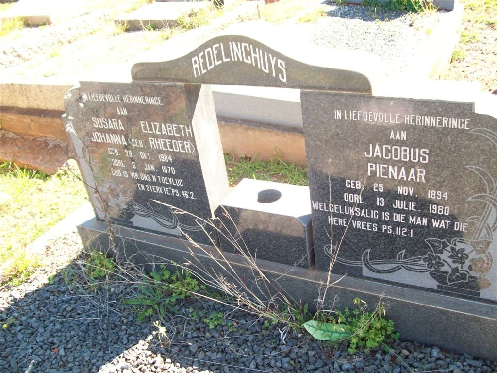 REDELINGHUYS Jacobus Pienaar 1894-1980 &amp; Susara Elizabeth Johanna RHEEDER 1904-1970