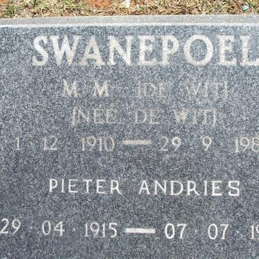 SWANEPOEL Pieter Andries 1915-1995 &amp; M.M. DE WIT  1910-1985
