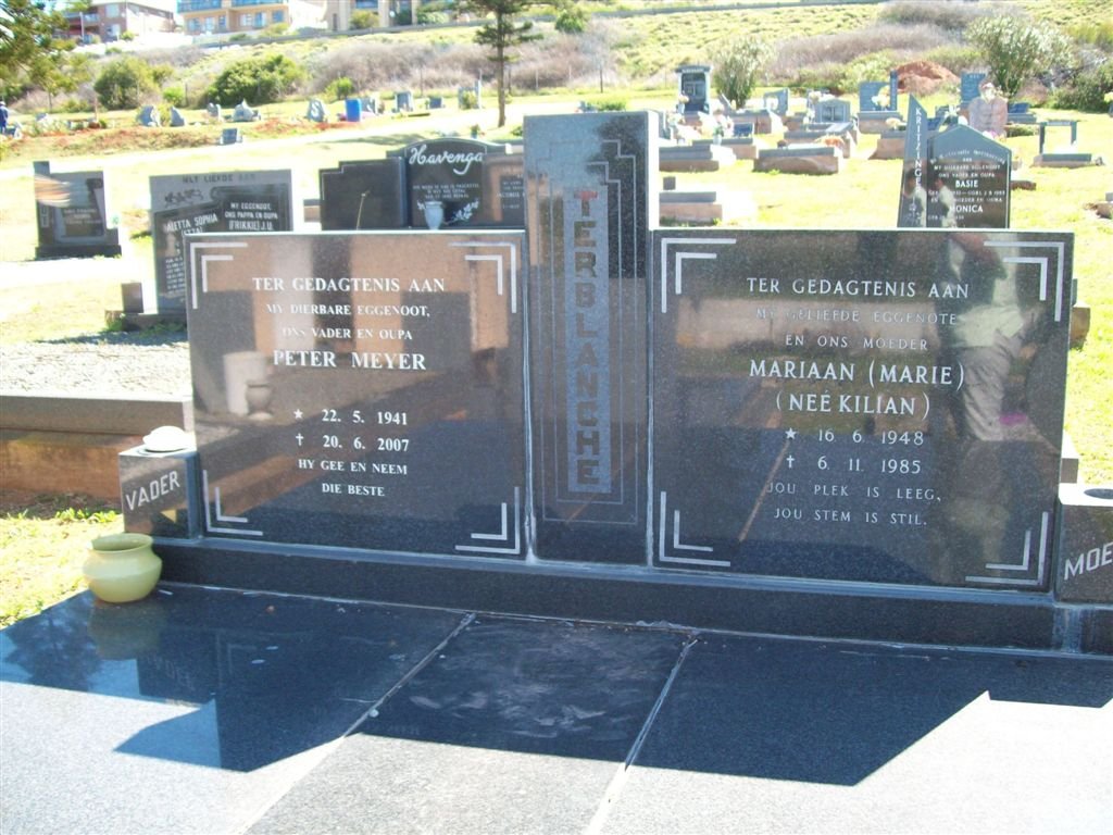 TERBLANCHE Peter Meyer 1941-2007 &amp; Mariaan KILIAN 1948-1985