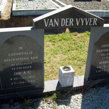 VYVER Jan A.C., van der 1905-1984 &amp; Maria J. 1913-2004
