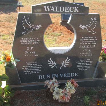 WALDECK B.P. 1951- &amp; Elsie A.H. 1941-2018