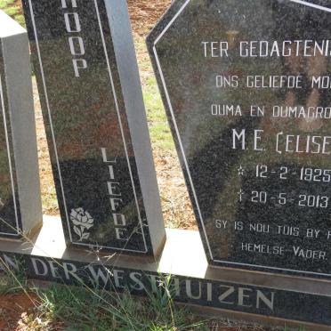 WESTHUIZEN H.J.J., van der 1923-1994 &amp; M.E. 1925-2013