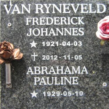 RYNEVELD Frederick Johannes, van 1921-2012 &amp; Abrahma Pauline 1929-