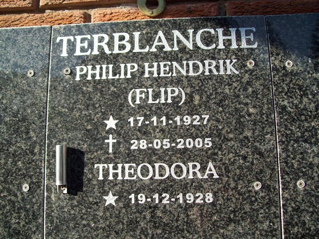 TERBLANCHE Philip Hendrik 1927-2005 &amp; Theodora 1928-