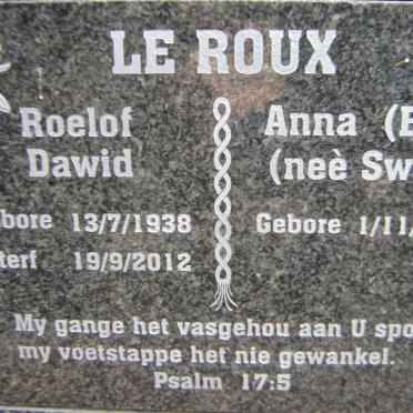 ROUX Roelof Dawid, le 1938-2012 &amp; Anna SWART 1930 -