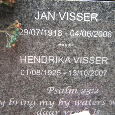 VISSER Jan 1918-2006 &amp; Hendrika 1925-2007