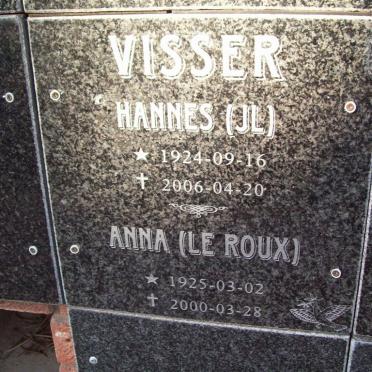 VISSER J.L. 1924-2006 &amp; Anna LE ROUX 1925-2000