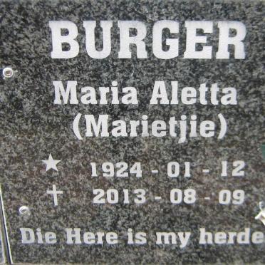 BURGER Maria Aletta 1924-2013