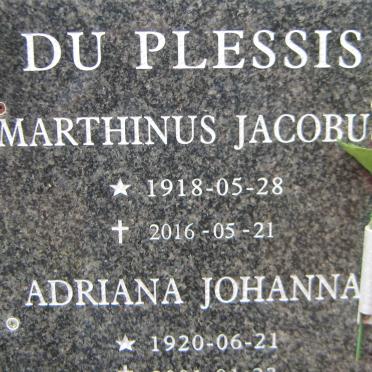 PLESSIS Marthinus Jacobus, du 1918-2016 &amp; Adriana Johanna 1920-2001