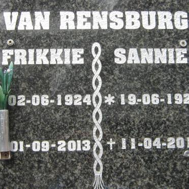 RENSBURG Frikkie, van 1924-2013 &amp; Sannie 1927-2011