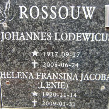 ROSSOUW Johannes Lodewicus 1917-2008 &amp; Helena Fransina Jacoba 1920-2009