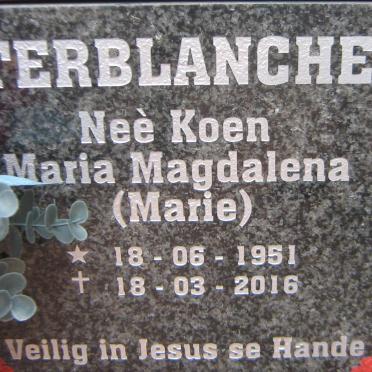 TERBLANCHE Maria Magdalena nee Koen 1951-2016
