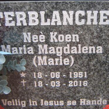 TERBLANCHE Maria Magdalena nee Koen 1951-2016