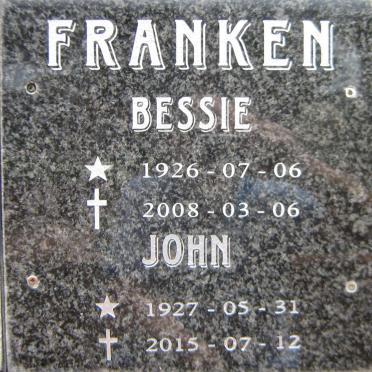 FRANKEN John 1927-2015 &amp; Bessie 1926-2008