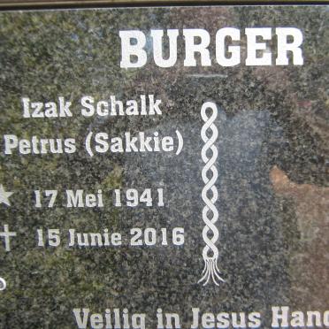 BURGER Izak Schalk Petrus 1941-2016