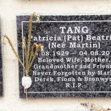TANG Patricia Beatrice nee MARTIN 1929-2019