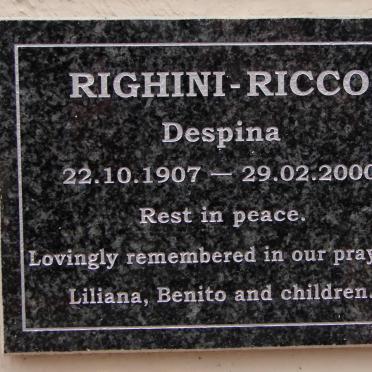 RICCO Despina, RIGHINI 1907-2000