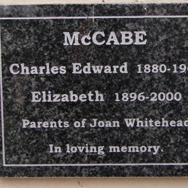 McCABE Charles Edward 1880-1966 &amp; Elizabeth 1896-2000