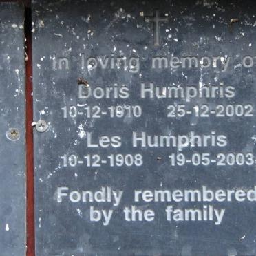 HUMPHRIS Les 1908-2003 &amp; Doris 1910-2002