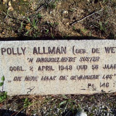 ALLMANN Polly nee DE WET -1948