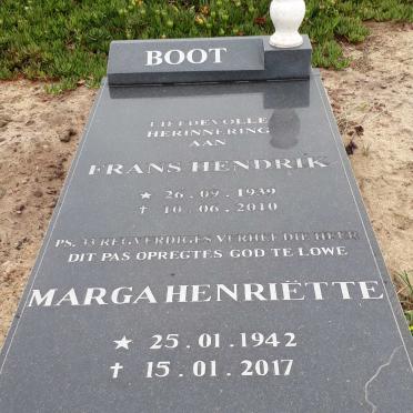 BOOT Frans Hendrik 1939-2010 &amp; Marga Henriette 1942-2017