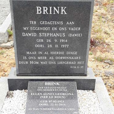 BRINK Dawid Stephanus 1914-1977 &amp; Ellen Agnes Georgina LE ROUX 1923-2014