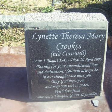CROOKES Lynette Theresa Mary nee CORNWELL 1942-2006