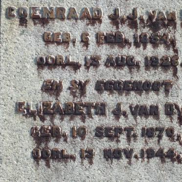 DYK Coenraad J.J., van 1854-1926 &amp; Elizabeth J. 1870-1944