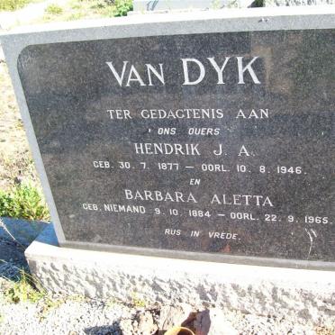 DYK Hendrik J.A., van 1877-1946 &amp; Barbara Aletta NIEMAND 1884-1965