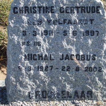 GROBBELAAR Michal Jacobus 1927-2002 &amp; Christine Gertrude WOLFAARDT 1911-1997