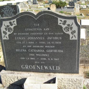 GROENEWALD Lukas Johannes Jacobus 1884-1958 &amp; Helena Catharina Gertruida WILLEMSE 1882-1967